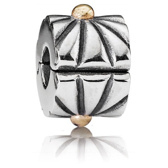 Pandora two tone retired 14k gold and silver sunburst divider clip - Picture 1 of 4
